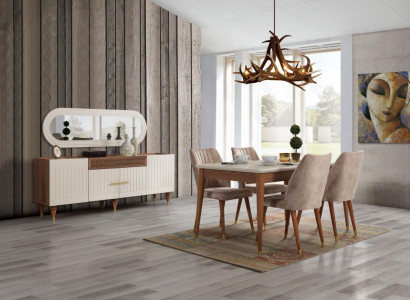 Esszimmer Set 3tgl Gruppe Garnitur Esstisch Kommode Spiegel Komplett Set